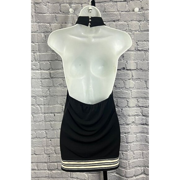 MICHAEL Michael Kors Striped-Hem Halter Top Size L Black - Picture 3 of 7